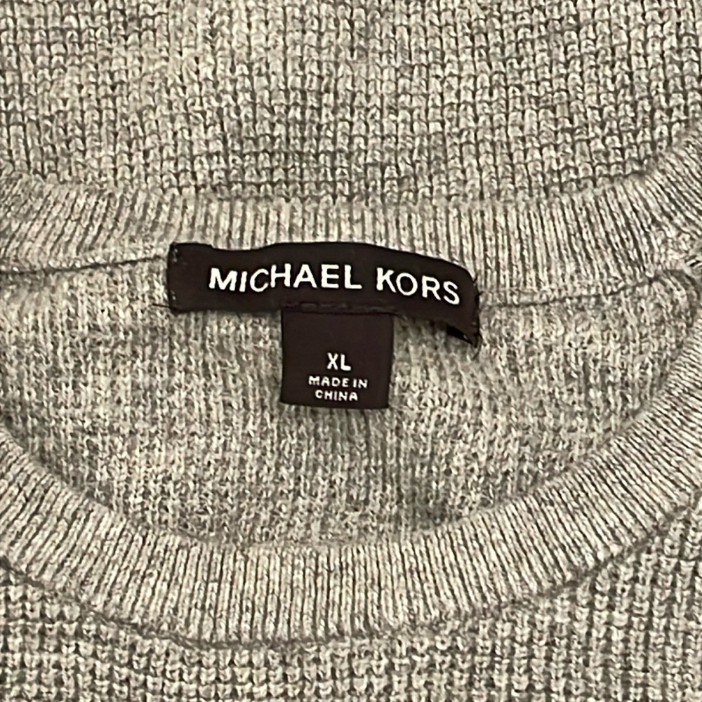 Michael Kors Grey Waffle Knit Sweater XL Cotton Wool Blend GUC Classic Designer - Picture 3 of 5